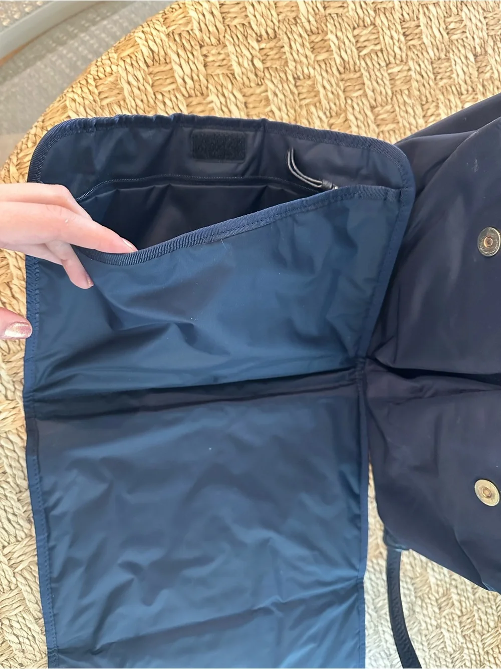 Tory Burch Navy Nylon & Leather Flap Shoulder Bag Diaper Bag